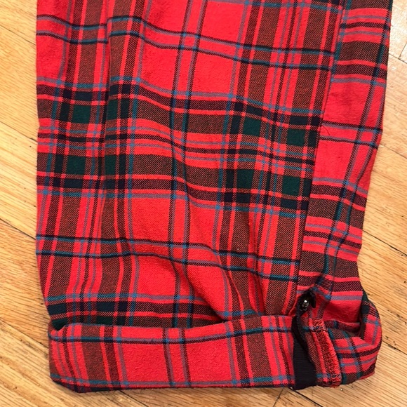 Red and Blue Plaid Flannel Button Cuff Pajama Pants - Picture 5 of 8